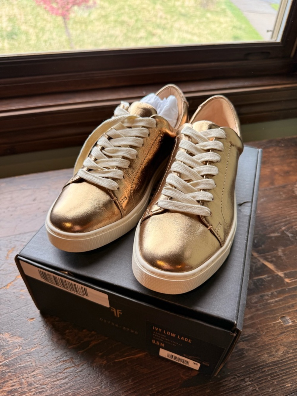 Frye Ivy Metallic Gold Low-Top Sneakers